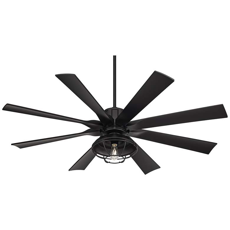 Image 7 60" Possini Defender Matte Black Damp LED Ceiling Fan with Remote more views