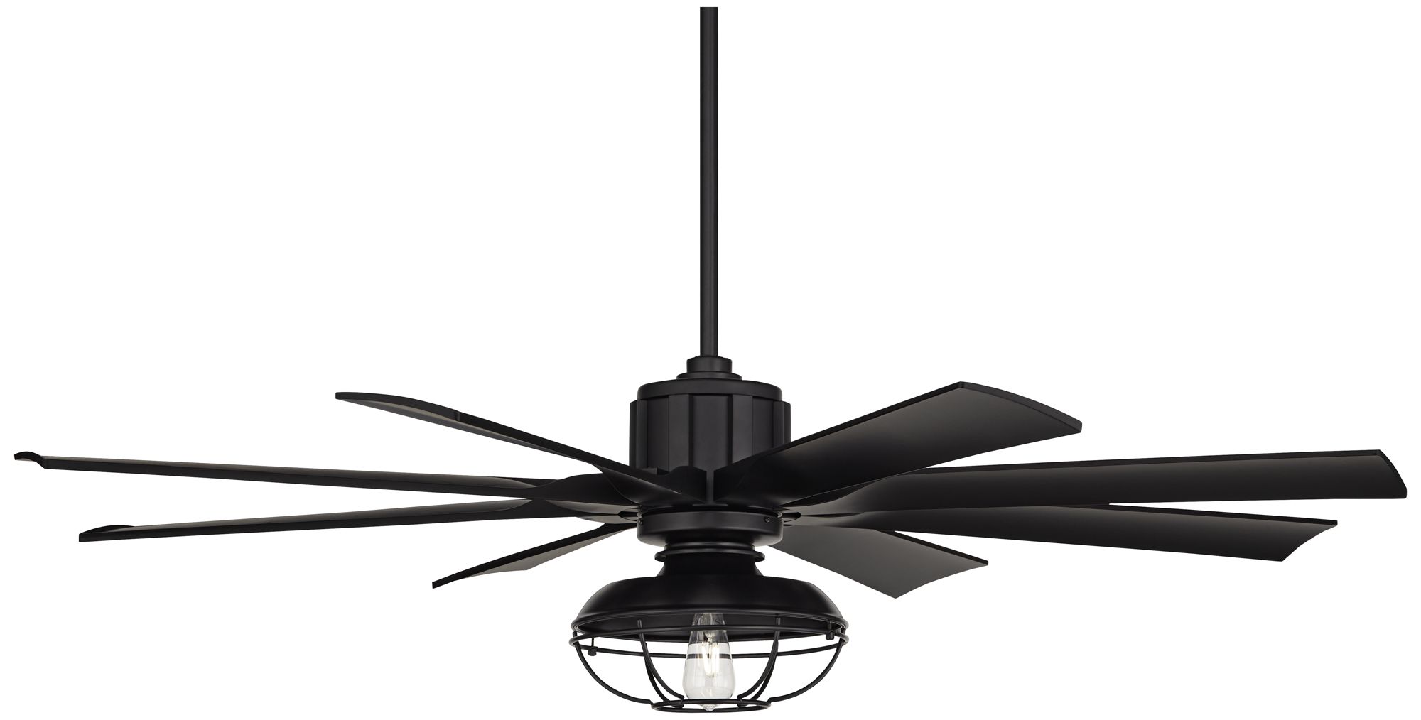 60" Possini Defender Matte Black Damp LED Ceiling Fan with Remote