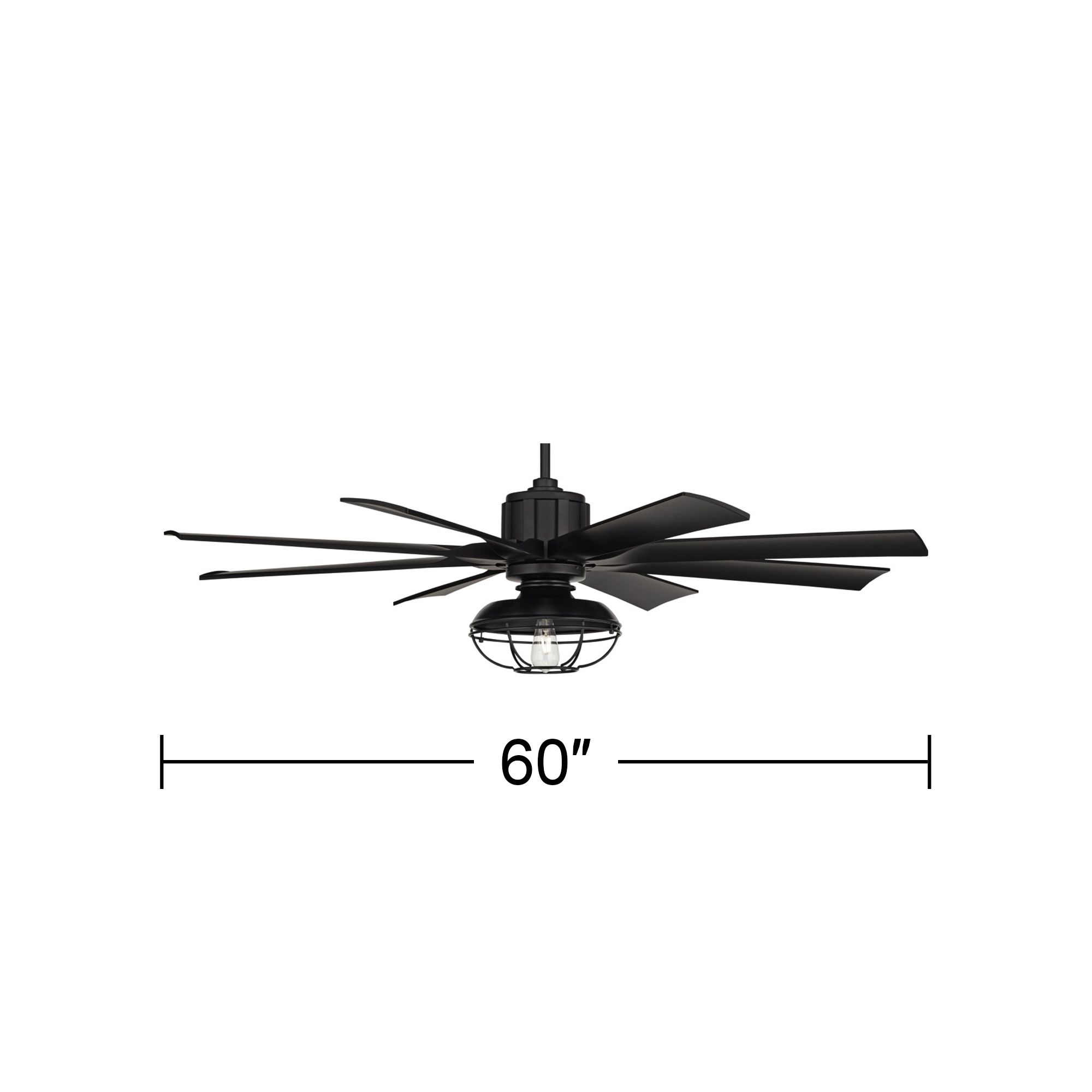 60" Possini Defender Matte Black Damp LED Ceiling Fan with Remote