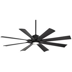 60&quot; Possini Defender Matte Black Damp LED Ceiling Fan with Remote