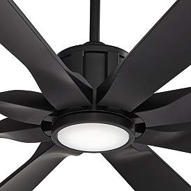 Image3 of 60" Possini Defender Matte Black Damp LED Ceiling Fan with Remote more views
