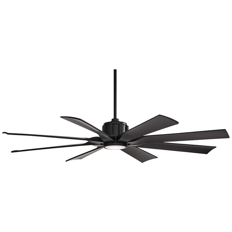 Image 5 60" Possini Defender Matte Black Damp LED Ceiling Fan with Remote more views