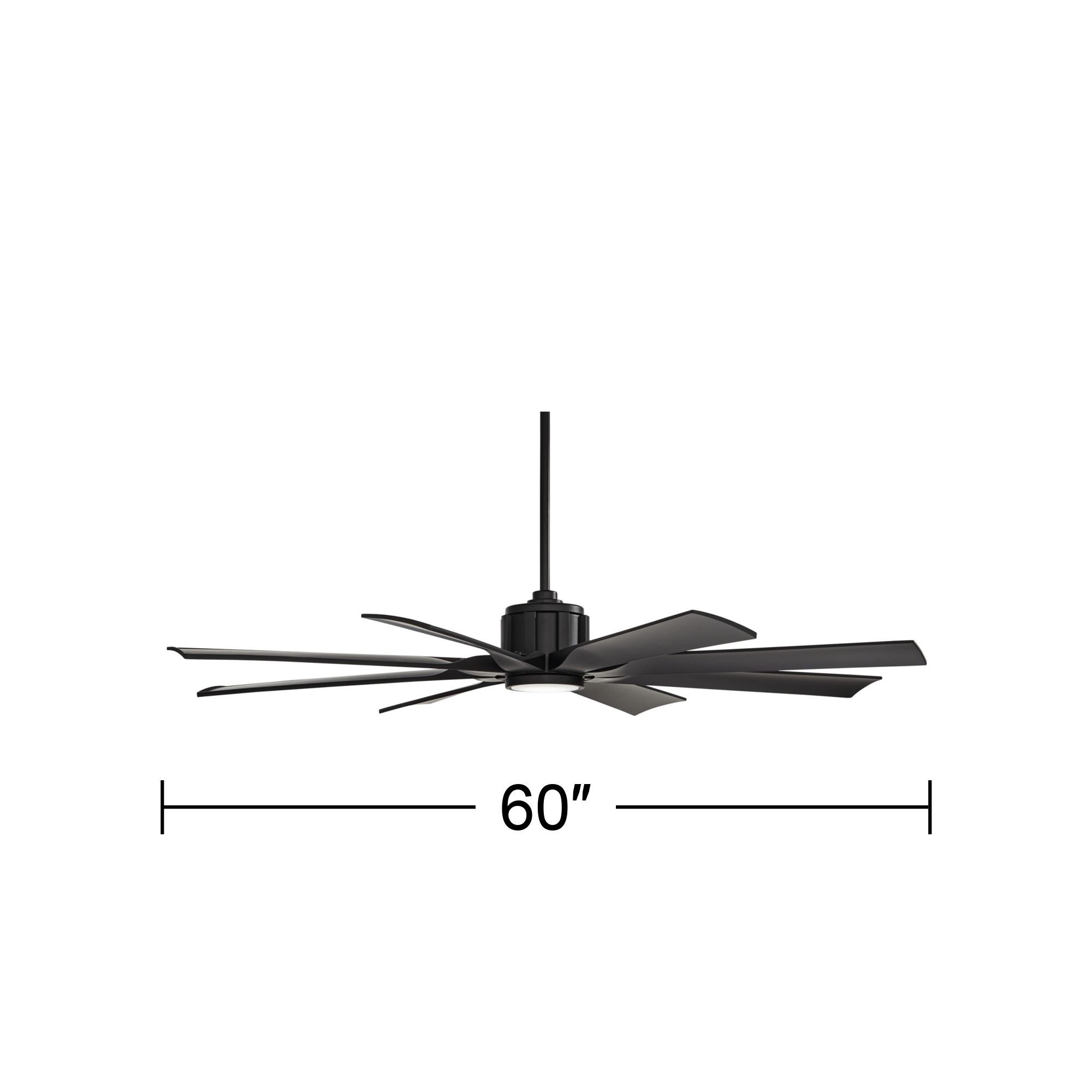 60" Possini Defender Matte Black Damp LED Ceiling Fan with Remote