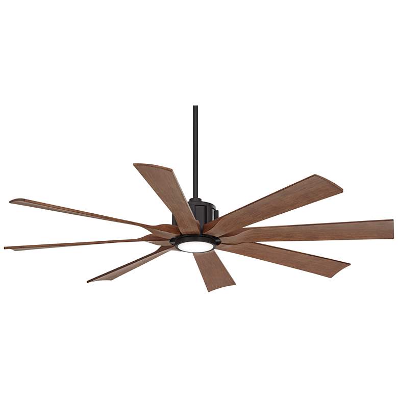 Image 2 60 inch Possini Defender Matte Black Damp LED Ceiling Fan with Remote