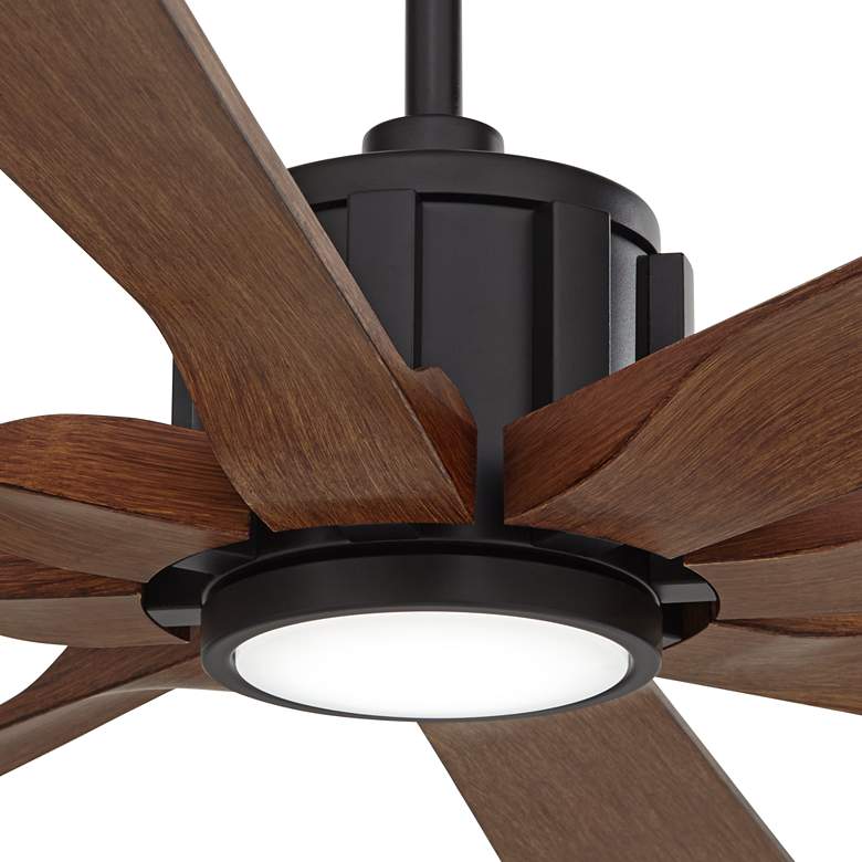 Image 3 60" Possini Defender Matte Black Damp LED Ceiling Fan with Remote more views