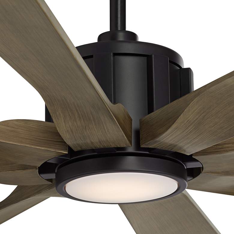 Image 3 60" Possini Defender Matte Black Damp LED Ceiling Fan with Remote more views