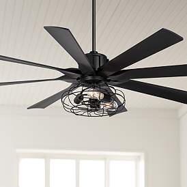 Image1 of 60" Possini Defender Matte Black LED Ceiling Fan with Remote