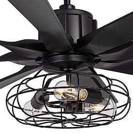 Image3 of 60" Possini Defender Matte Black LED Ceiling Fan with Remote more views