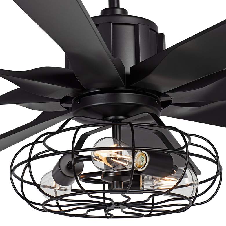 Image 3 60" Possini Defender Matte Black LED Ceiling Fan with Remote more views