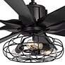 60" Possini Defender Matte Black LED Ceiling Fan with Remote