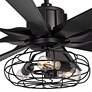 3_60" Possini Defender Matte Black LED Ceiling Fan with Remote more views