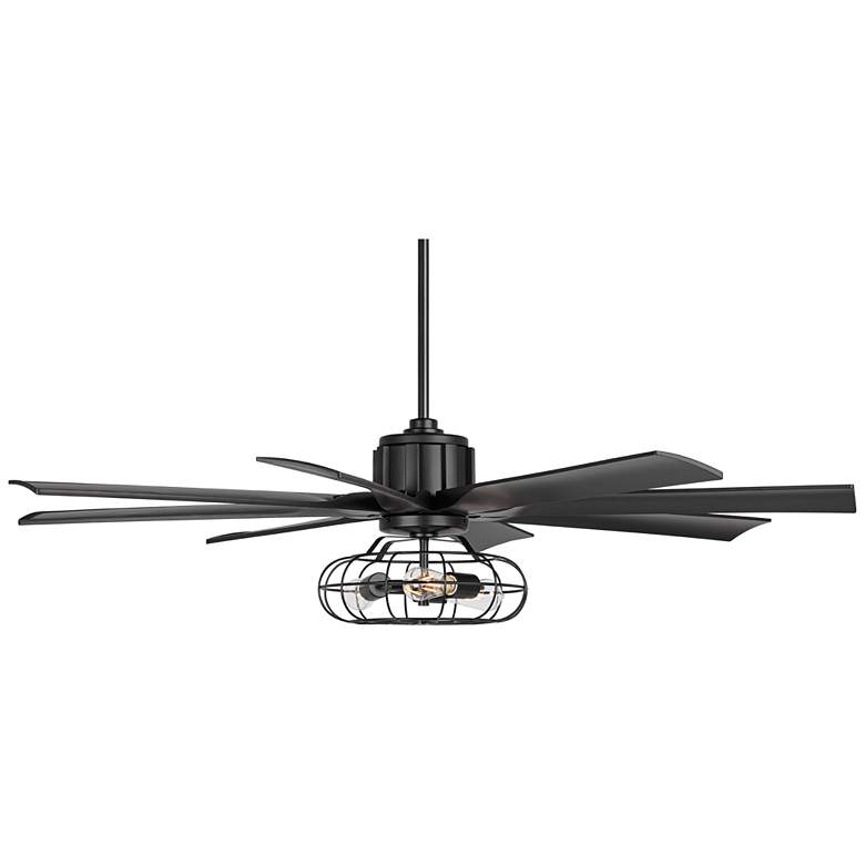 Image 5 60 inch Possini Defender Matte Black LED Ceiling Fan with Remote more views