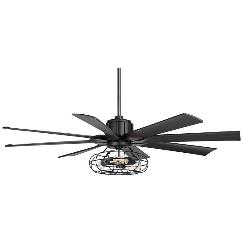 Image 6 60" Possini Defender Matte Black LED Ceiling Fan with Remote more views