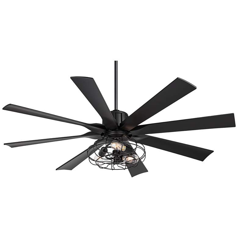 Image 7 60" Possini Defender Matte Black LED Ceiling Fan with Remote more views
