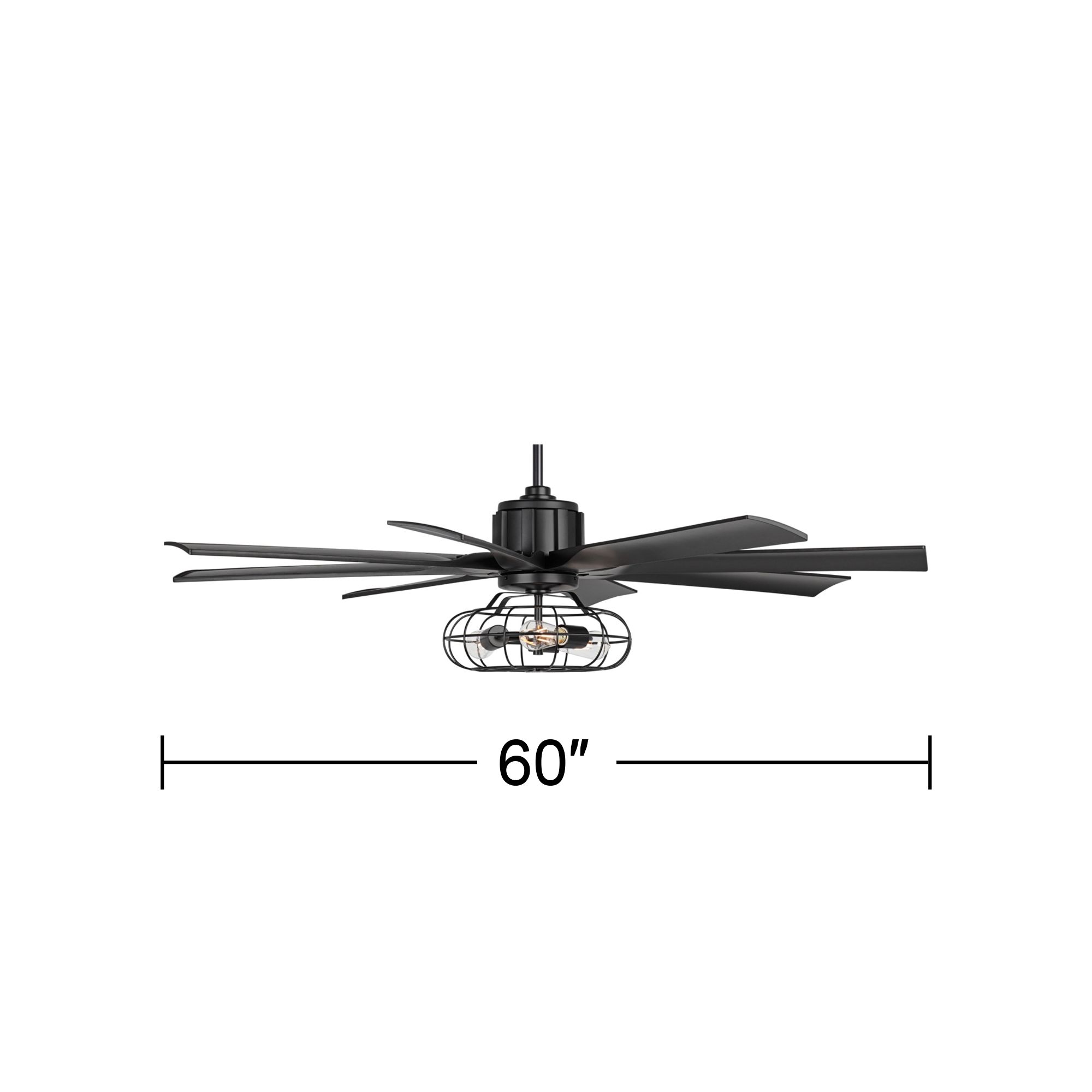 60" Possini Defender Matte Black LED Ceiling Fan with Remote