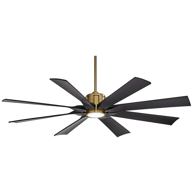 Image 3 60" Possini Defender Soft Brass/Black Damp LED Ceiling Fan with Remote