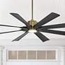 Watch A Video About the 60 Possini Defender Soft Brass/Black Damp LED Ceiling Fan with Remote