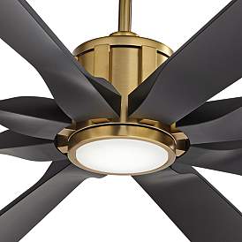 Image3 of 60" Possini Defender Soft Brass/Black Damp LED Ceiling Fan with Remote more views