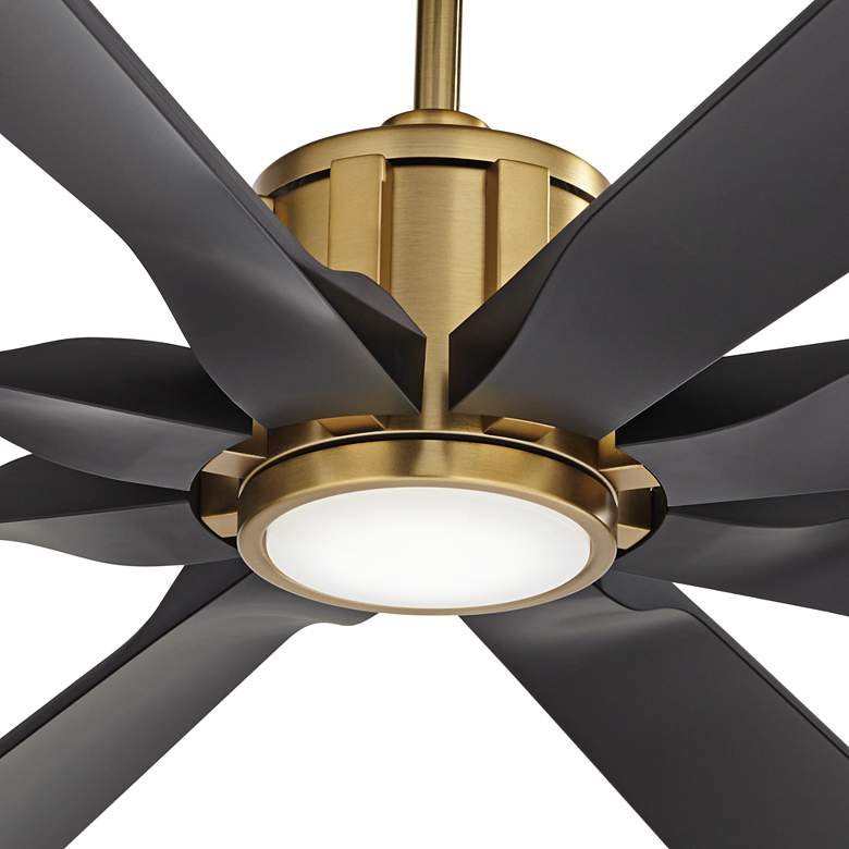 Image 3 60 inch Possini Defender Soft Brass/Black Damp LED Ceiling Fan with Remote more views