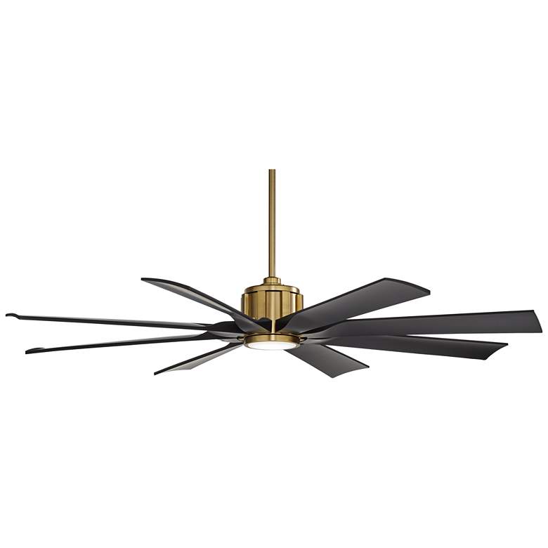 Image 6 60" Possini Defender Soft Brass/Black Damp LED Ceiling Fan with Remote more views