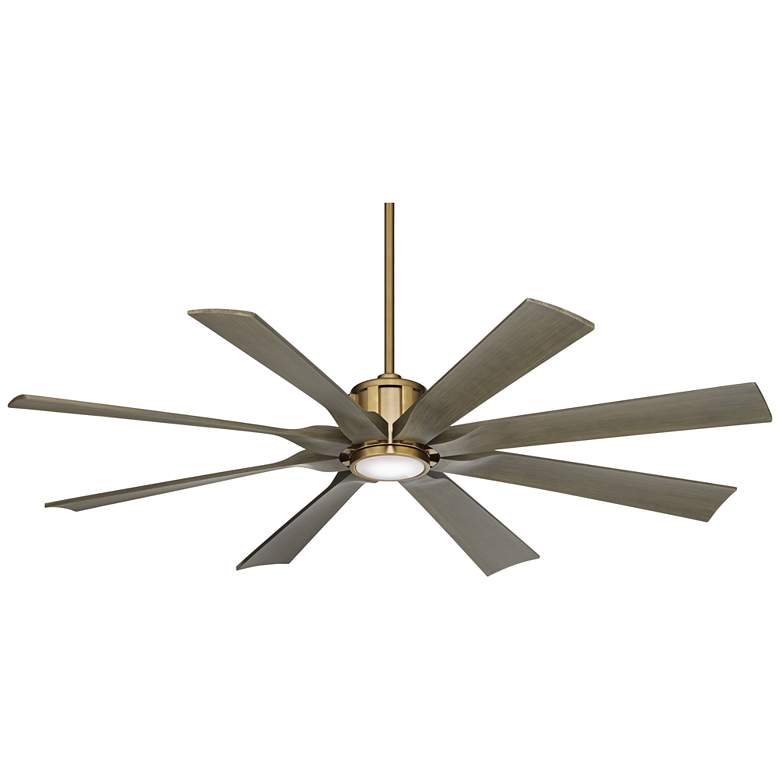 Image 2 60" Possini Defender Soft Brass Damp LED Ceiling Fan with Remote