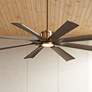 60" Possini Defender Soft Brass Damp LED Ceiling Fan with Remote