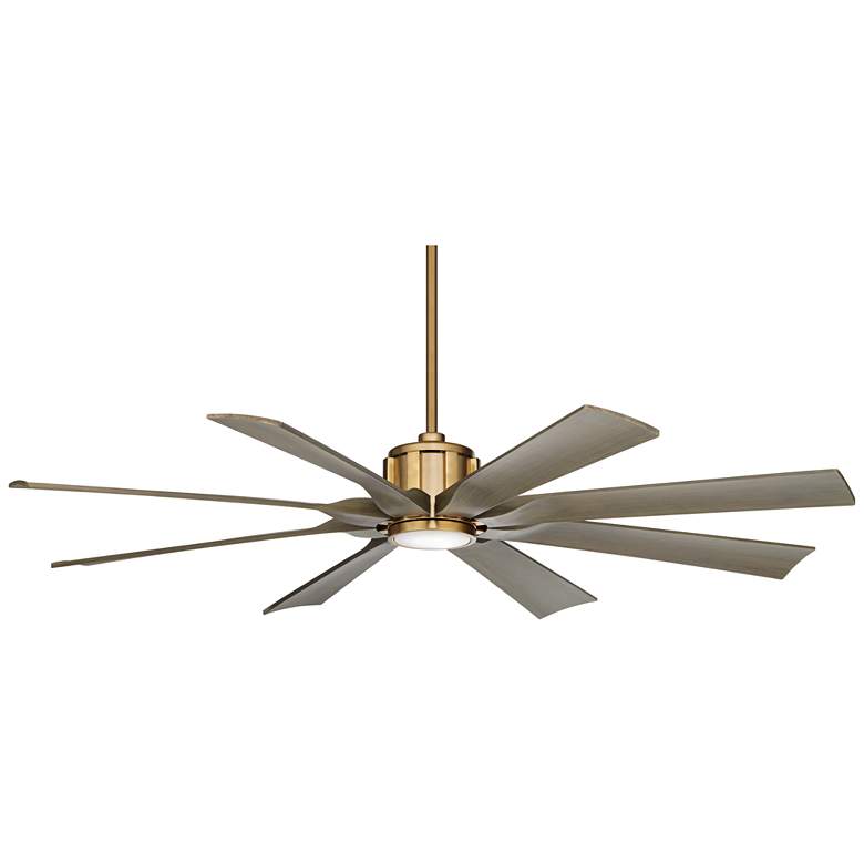 Image 7 60" Possini Defender Soft Brass Damp LED Ceiling Fan with Remote more views