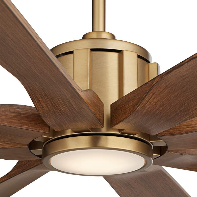 Image 3 60" Possini Defender Soft Brass Koa Damp LED Ceiling Fan with Remote more views