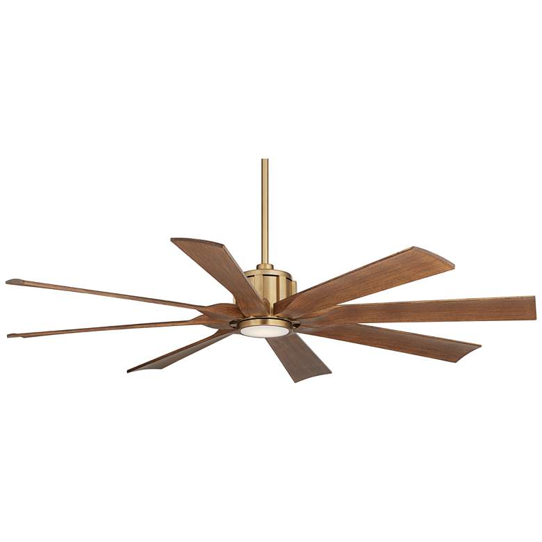 Image 6 60" Possini Defender Soft Brass Koa Damp LED Ceiling Fan with Remote more views