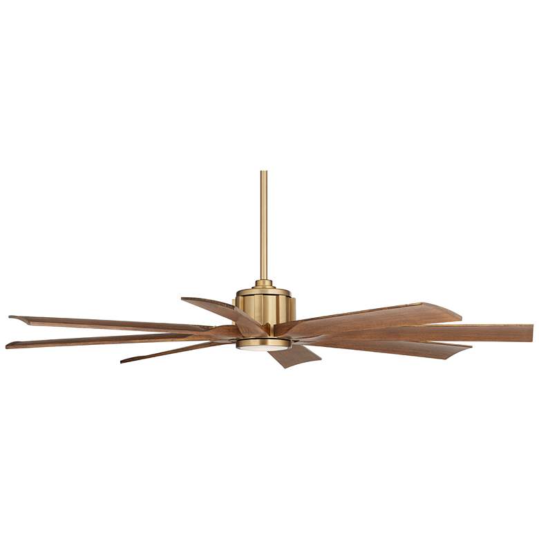 Image 7 60" Possini Defender Soft Brass Koa Damp LED Ceiling Fan with Remote more views