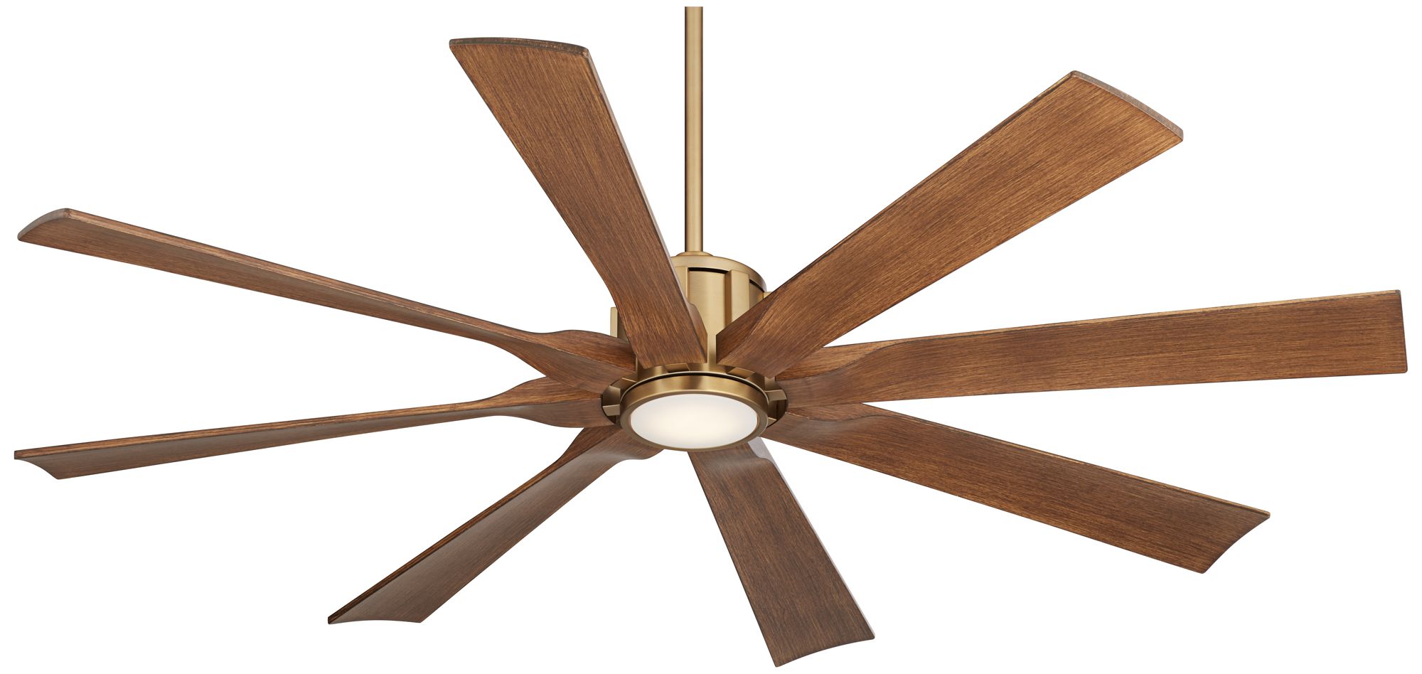 60" Possini Defender Soft Brass Koa Damp LED Ceiling Fan with Remote