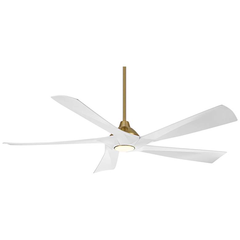 Image 3 60" Possini Eloquent White and Brass Damp LED Remote Ceiling Fan