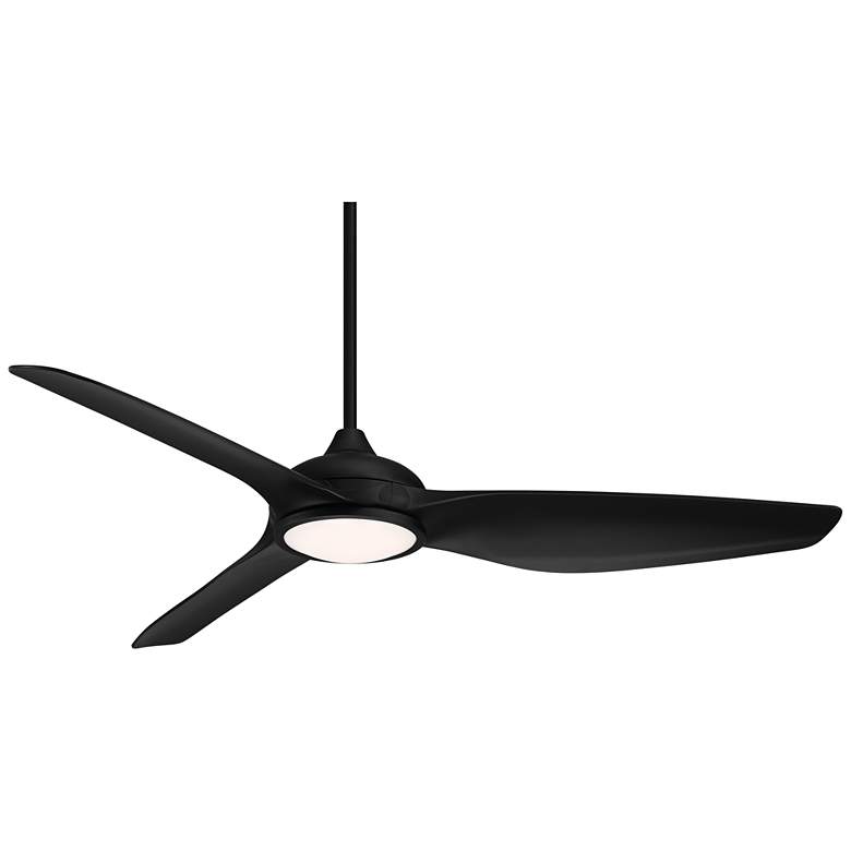 Image 2 60" Possini Euro Dark Vader Matte Black Damp Remote LED Ceiling Fan