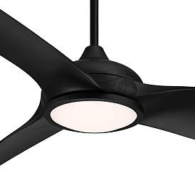 Image3 of 60" Possini Euro Dark Vader Matte Black Damp Remote LED Ceiling Fan more views