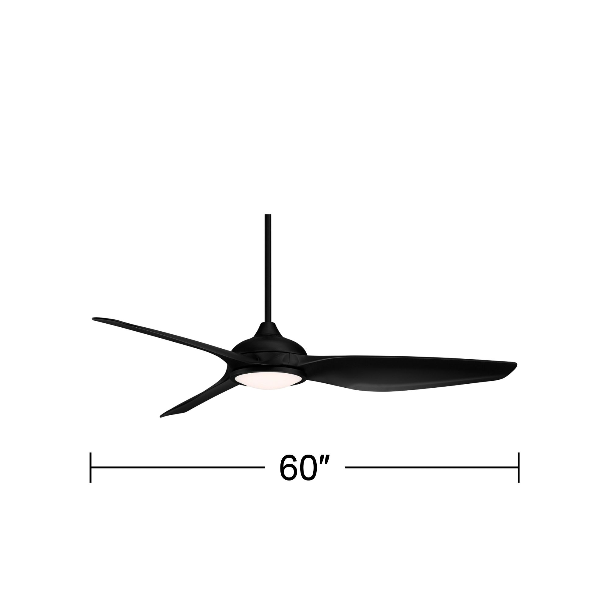 60" Possini Euro Dark Vader Matte Black Damp Remote LED Ceiling Fan