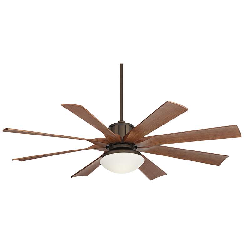 Image 2 60 inch Possini Euro Defender Bronze and Koa LED Ceiling Fan with Remote