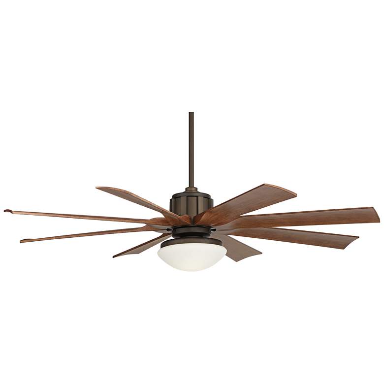 Image 6 60 inch Possini Euro Defender Bronze and Koa LED Ceiling Fan with Remote more views