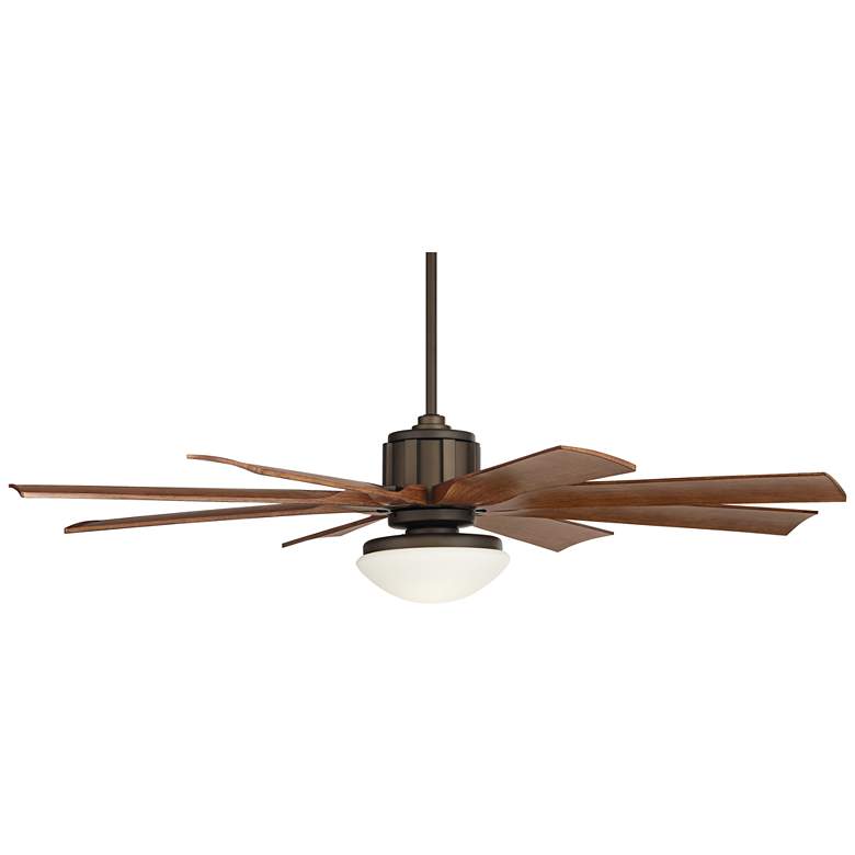 Image 7 60" Possini Euro Defender Bronze and Koa LED Ceiling Fan with Remote more views