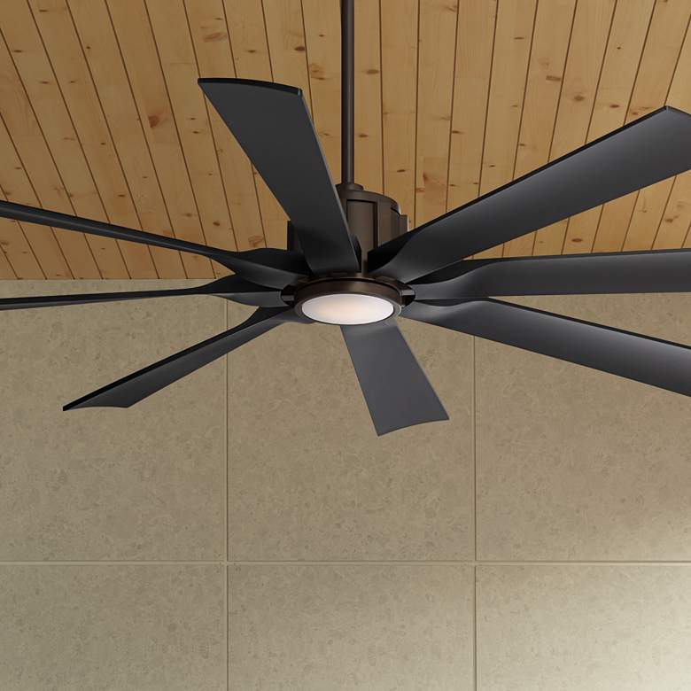 Image 1 60" Possini Euro Defender Bronze Black LED Ceiling Fan with Remote