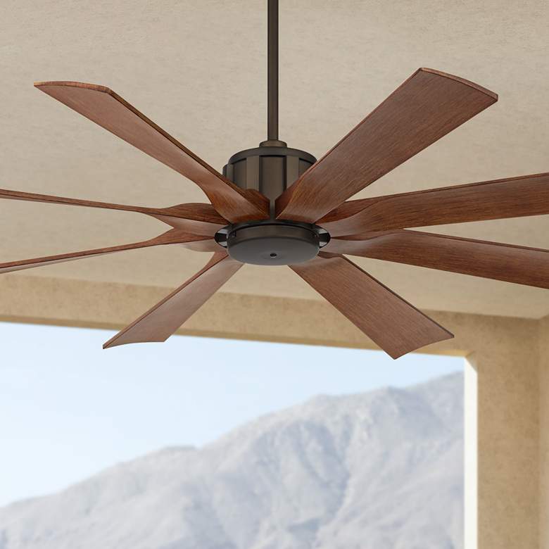 Image 1 60" Possini Euro Defender Bronze Koa Ceiling Fan with Remote
