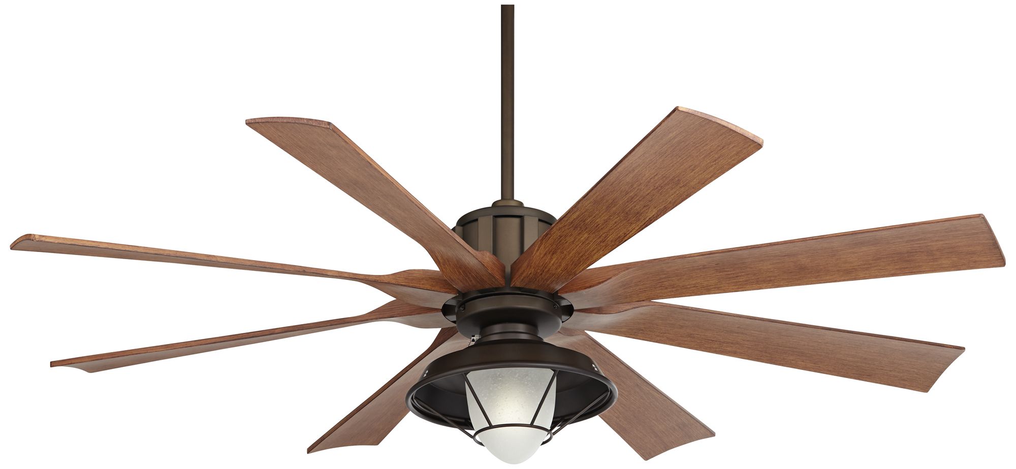 60" Possini Euro Defender Bronze Koa Ceiling Fan with Remote