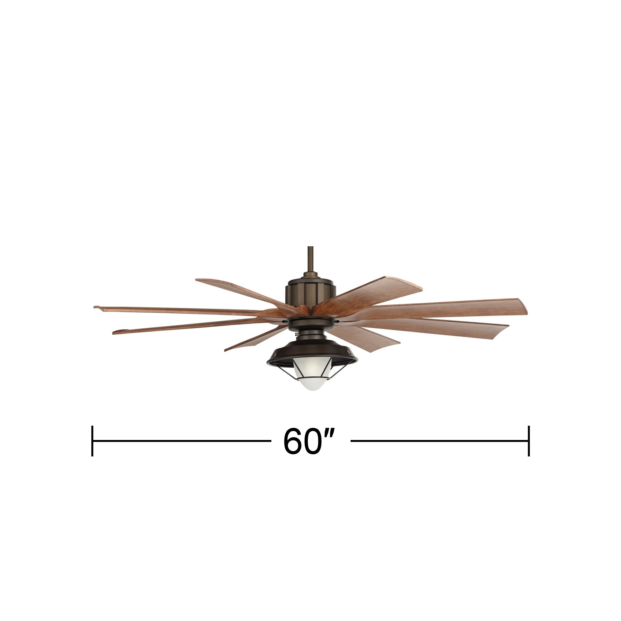 60" Possini Euro Defender Bronze Koa Ceiling Fan with Remote
