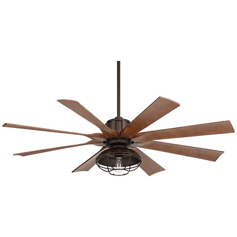 Image 2 60" Possini Euro Defender Bronze Koa LED Ceiling Fan with Remote