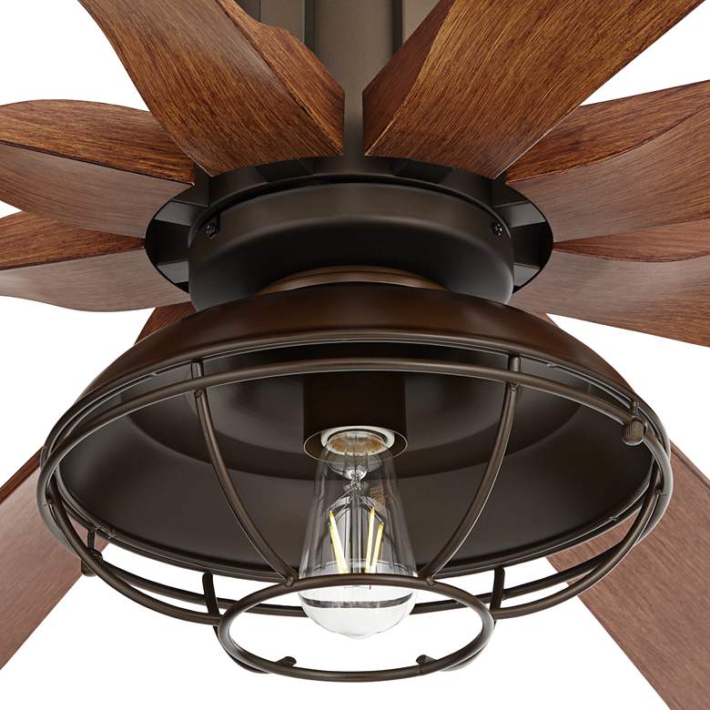 Image 3 60 inch Possini Euro Defender Bronze Koa LED Ceiling Fan with Remote more views