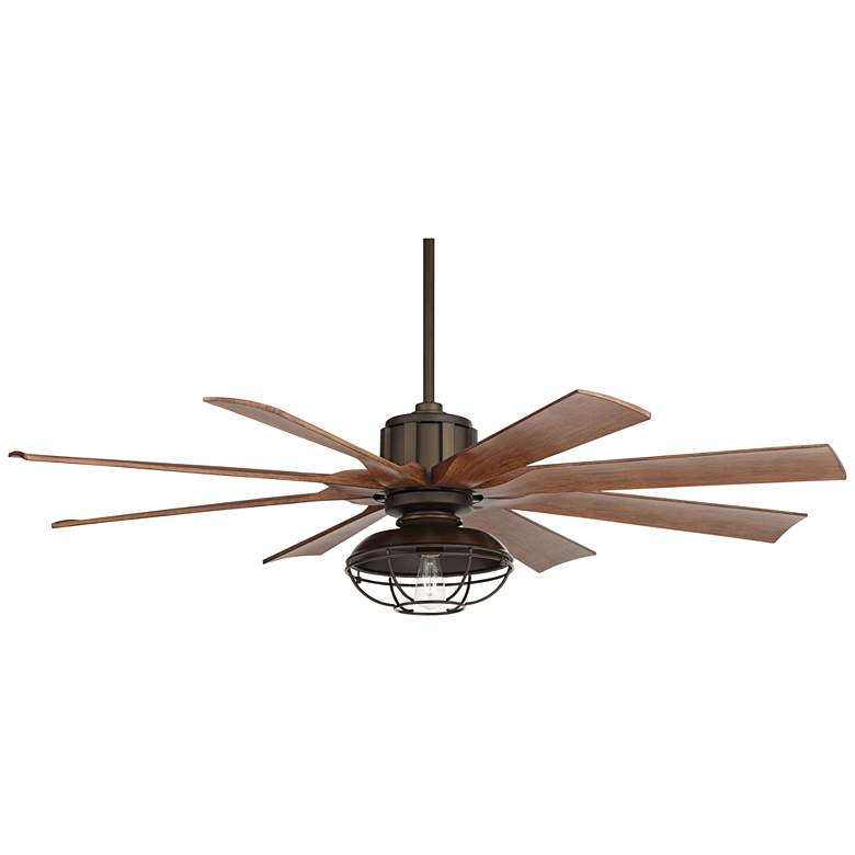 Image 6 60" Possini Euro Defender Bronze Koa LED Ceiling Fan with Remote more views