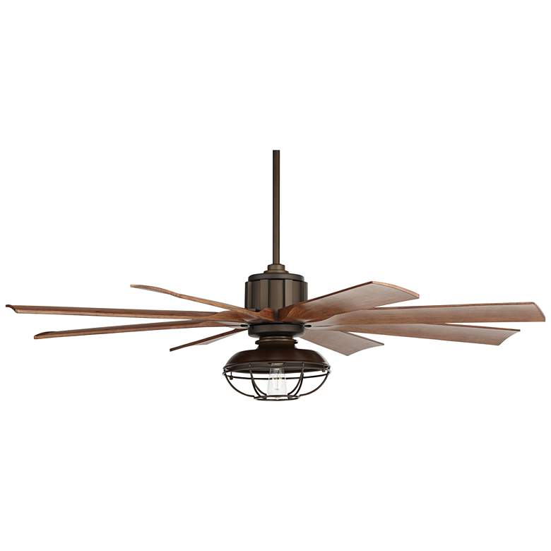 Image 7 60" Possini Euro Defender Bronze Koa LED Ceiling Fan with Remote more views