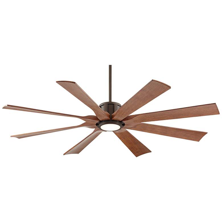 Image 2 60 inch Possini Euro Defender Bronze Koa LED Ceiling Fan with Remote