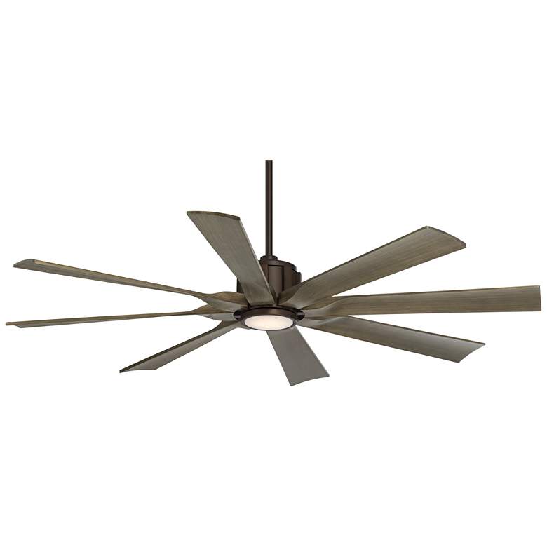 Image 1 60" Possini Euro Defender Bronze Oak LED Ceiling Fan with Remote
