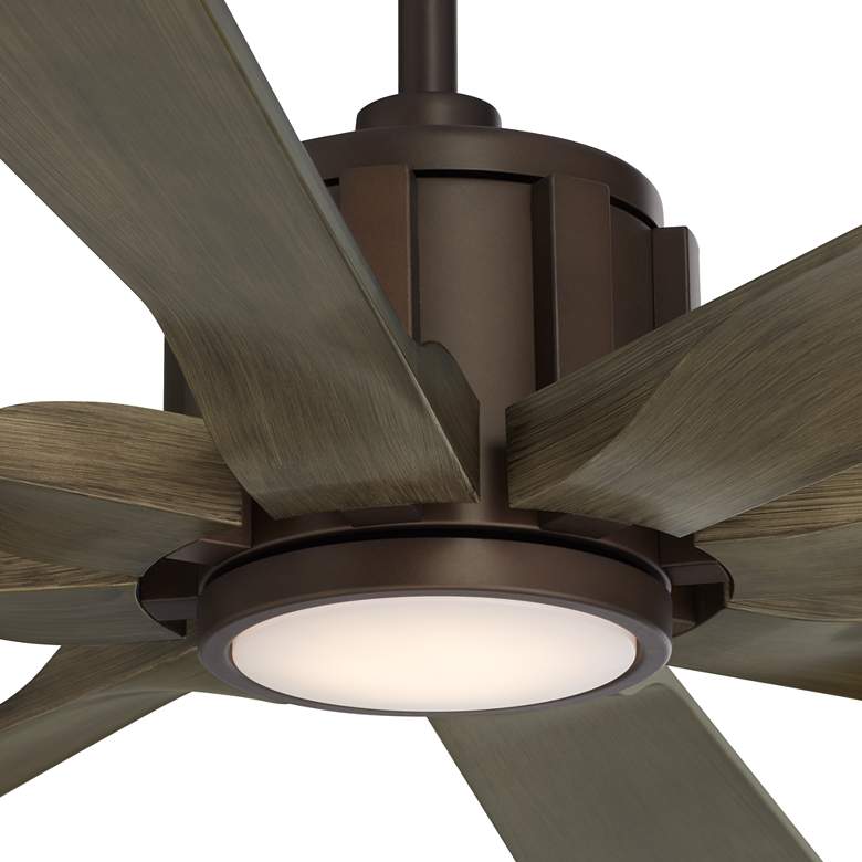 Image 2 60" Possini Euro Defender Bronze Oak LED Ceiling Fan with Remote more views