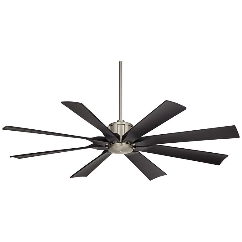 Image 2 60 inch Possini Euro Defender Brushed Nickel Damp Ceiling Fan with Remote